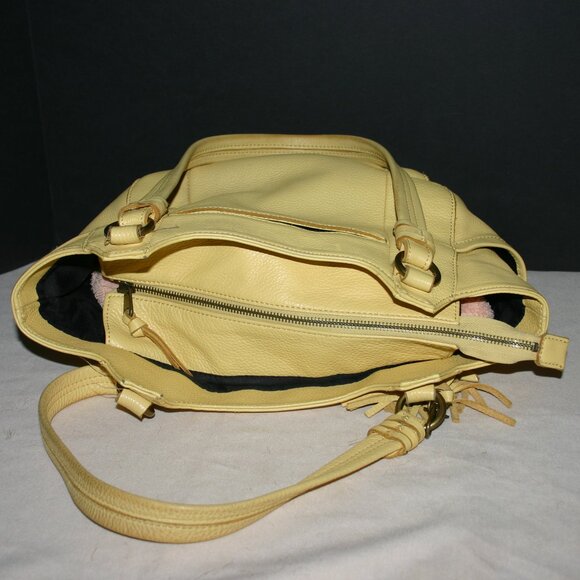 THE SAK Lemon Yellow Pebble Leather Shoulder Hobo Bag  B-122 - Picture 5 of 11